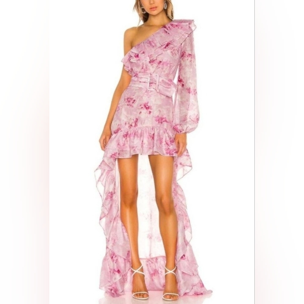 Atoir Peony Print One-Shoulder Hi Lo Dress